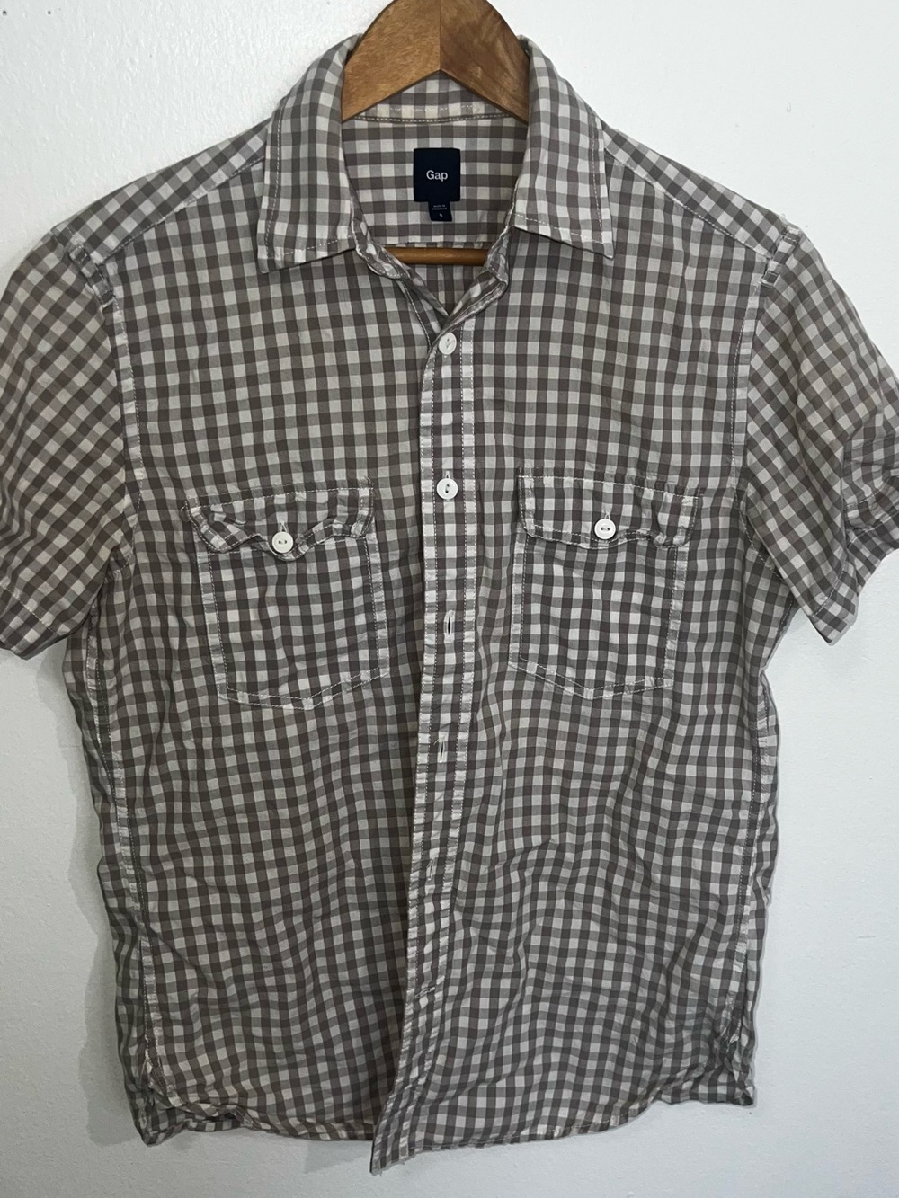 Gap Men’s Short Sleeve Gingham Button Down Shirt - Size Small